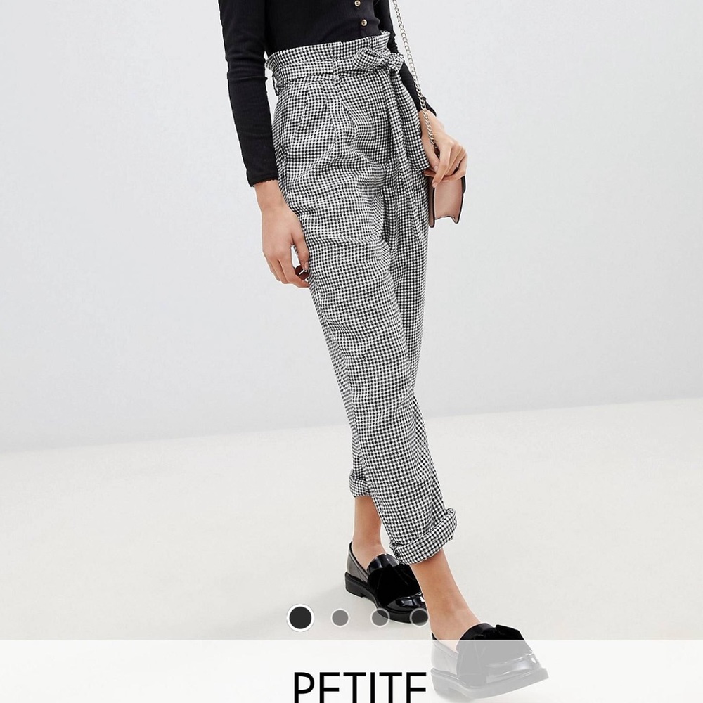 Petite Houndstooth Pants with Tie Belt, US 10